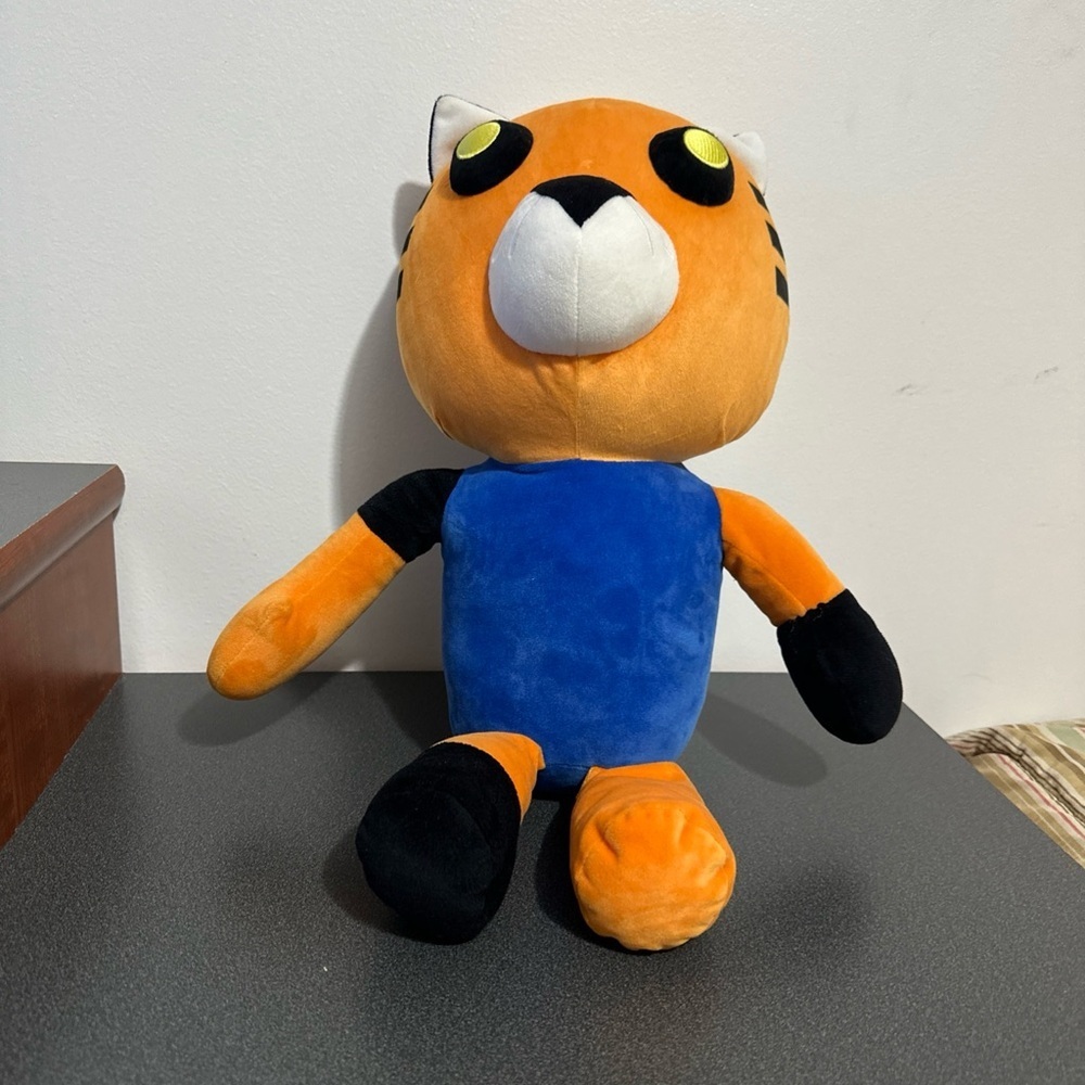 Plush Cat Toy - Orange and Blue